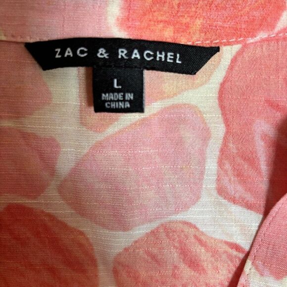 Zac & Rachel Top Womens Large Multicolor Artsy Abstract Print Button Up Blouse - Picture 7 of 9